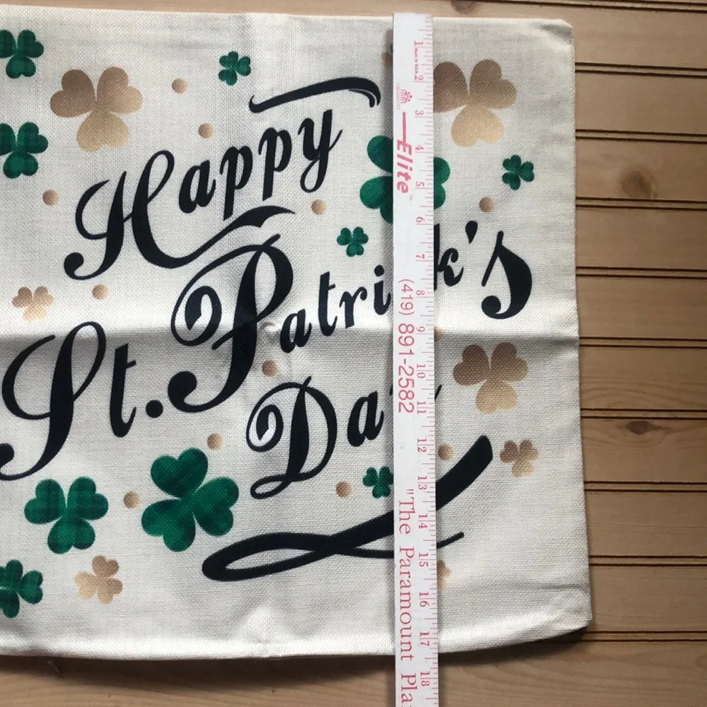 Happy St Patrick’s Day Shamrock Pillow‎ Cover NWOT